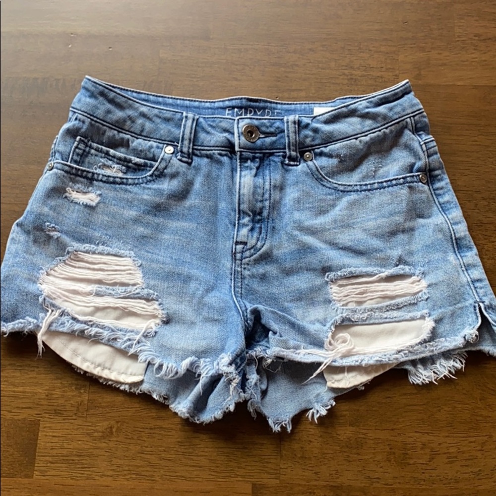 Light wash jean shorts